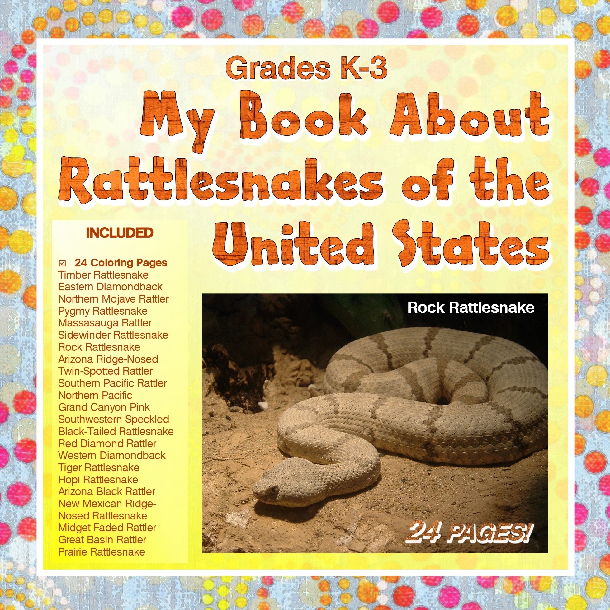 yellow book cover with rattlesnake image and list of workbook pages