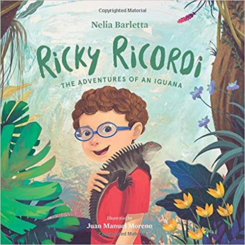 a book cover of boy in jungle with iguana on shoulder