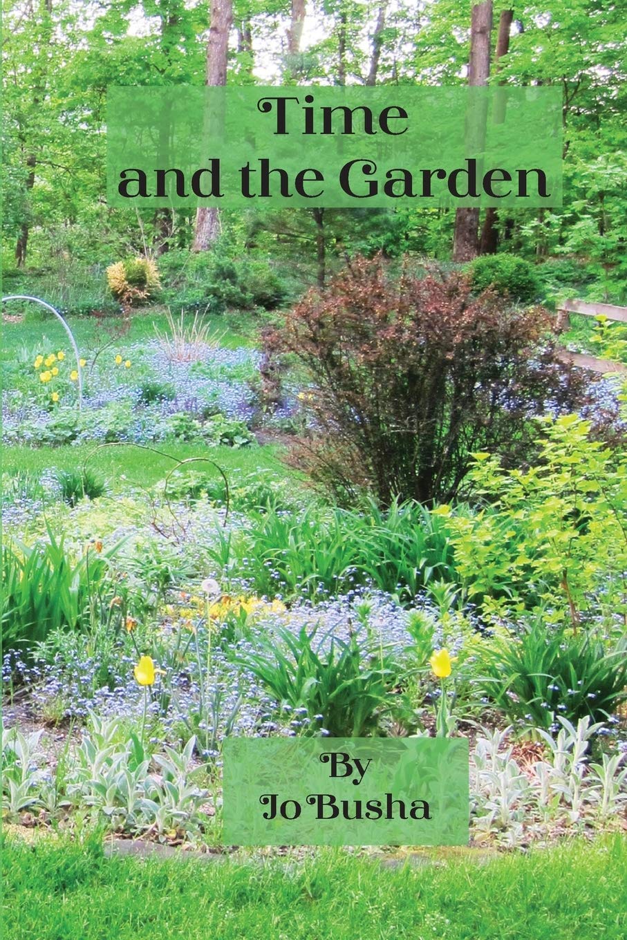 a book cover with a photo of a lush, Vermont garden