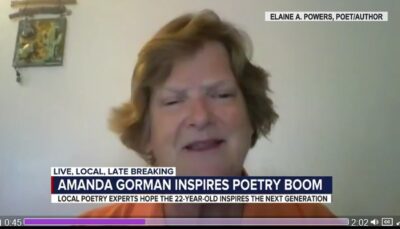 image of TV interview of author Elaine A. Powers