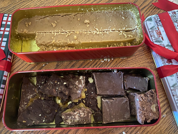 Two types of fudge made by Elaine's cousin's neighbors.