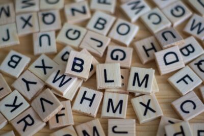 A pile of scrabble tiles.